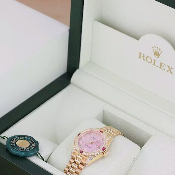Sale! Rolex Ladies President Diamond 18k Gold Ruby Watch - Picture 1 of 8